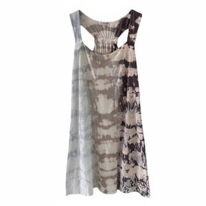 American Buddha Floral Print Scoop Neck Long Racerback Tank Top Size Medium